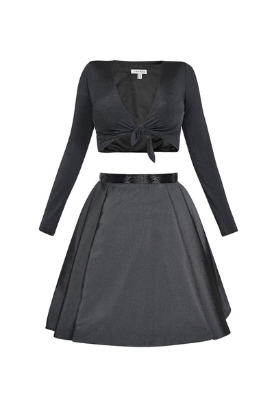 Tarik Ediz - Two-Piece V-Neck A-line Dress 50005 Special Occasion Dress 0 / Black
