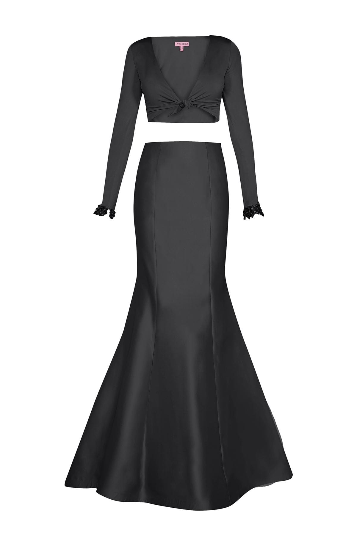 Tarik Ediz - Two Piece V-Neck Mermaid Dress 50031 Special Occasion Dress 0 / Black