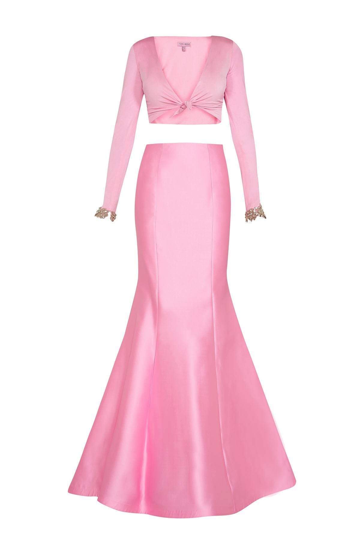 Tarik Ediz - Two Piece V-Neck Mermaid Dress 50031 Special Occasion Dress 0 / Powder Pink
