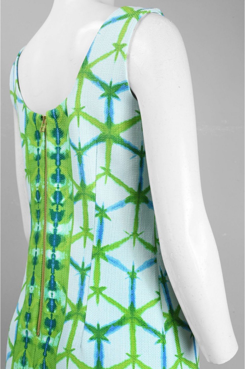 Taylor - 5423M Jewel Printed Sheath Dress in Lime Turq