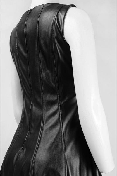 Taylor - Faux Leather Skater Dress 5756M in Black