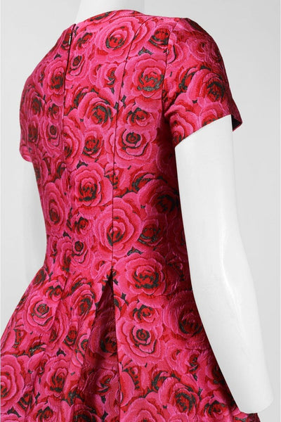 Taylor - 5913M Short Sleeve Rosebud Dress in Black Rose