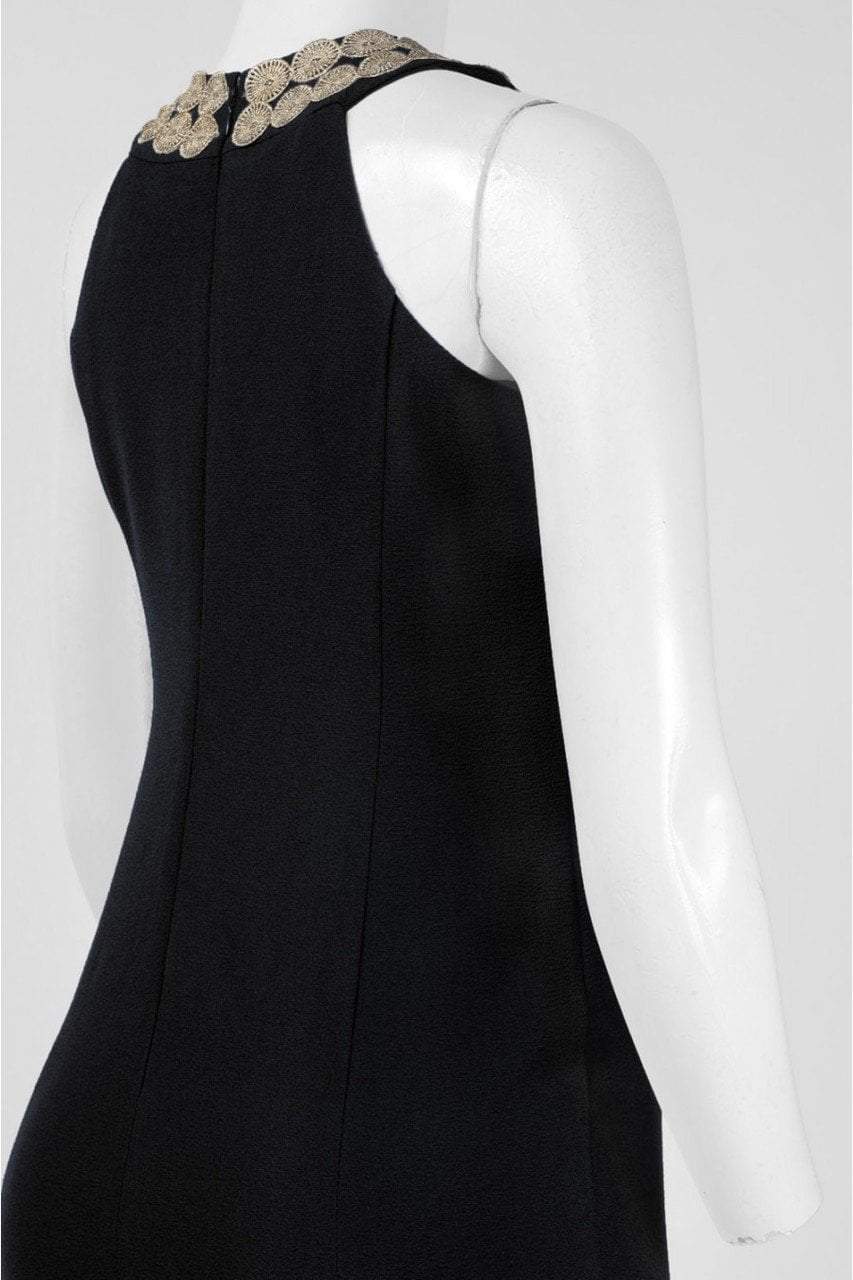 Taylor - 8599M Embellished Neck Sleeveless Sheath Dress in Black