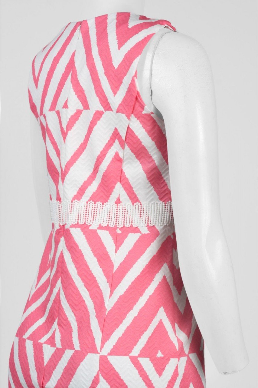 Taylor - Embellished Printed Sheath Dress 8773M in Pink and White