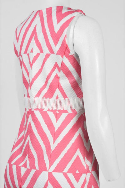 Taylor - Embellished Printed Sheath Dress 8773M in Pink and White