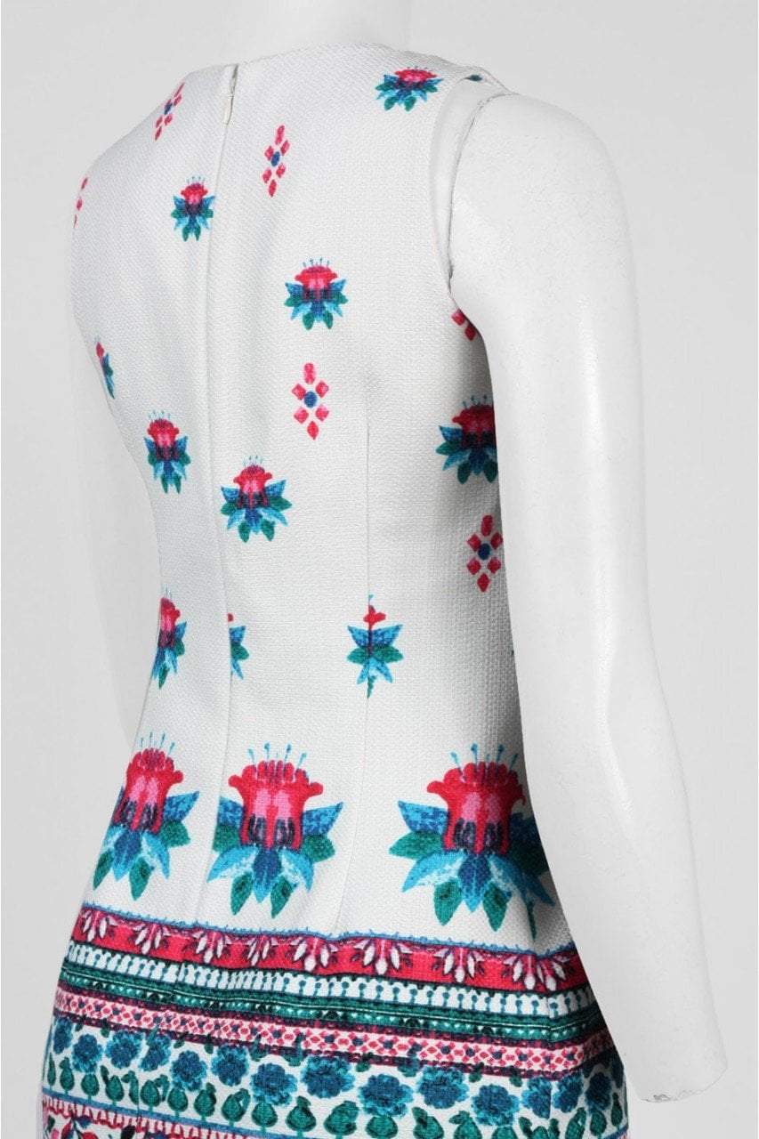 Taylor - Printed Jewel Neck Sheath Dress 8834M in Multi-Color