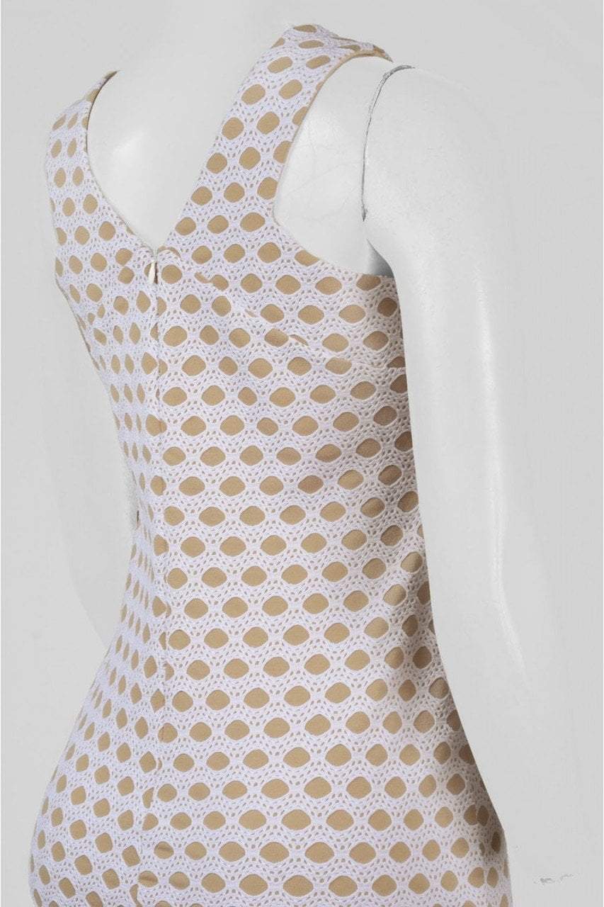 Taylor - 8892M Crochet Knit Sheath Dress in White