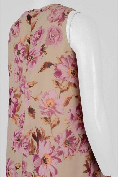 Taylor - 9177MJ Vintage Floral Print Dress in Pink and Floral