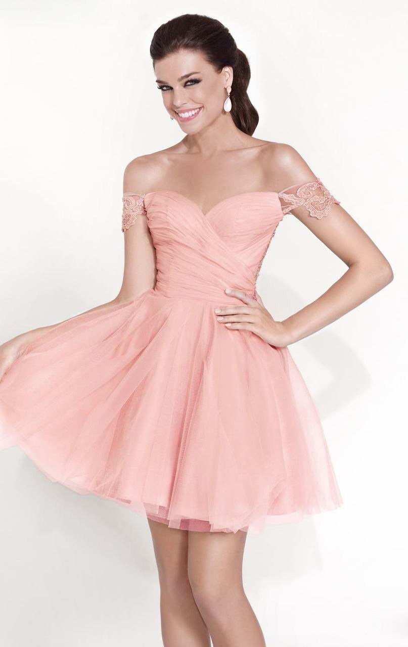 Tarik Ediz - Sweetheart Neck A-Line Short Dress 90434 in Pink