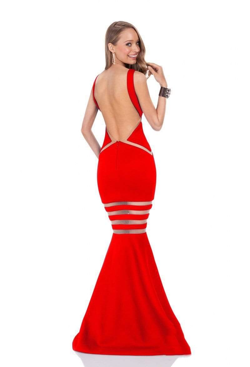 Terani Couture - 1611P0201A Striped Illusion Trumpet Evening Dress Special Occasion Dress