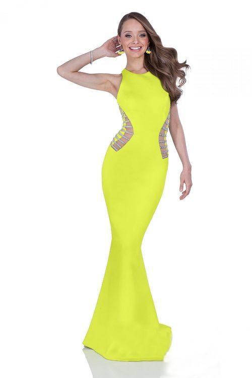 Terani Couture - 1611P0205A Sexy Halter Style Mermaid Gown Special Occasion Dress 0 / Chartreuse