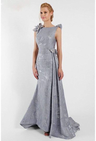 Terani Couture - 1721M4703 Laced Bateau Neck A-Line Dress Special Occasion Dress 0 / Silver