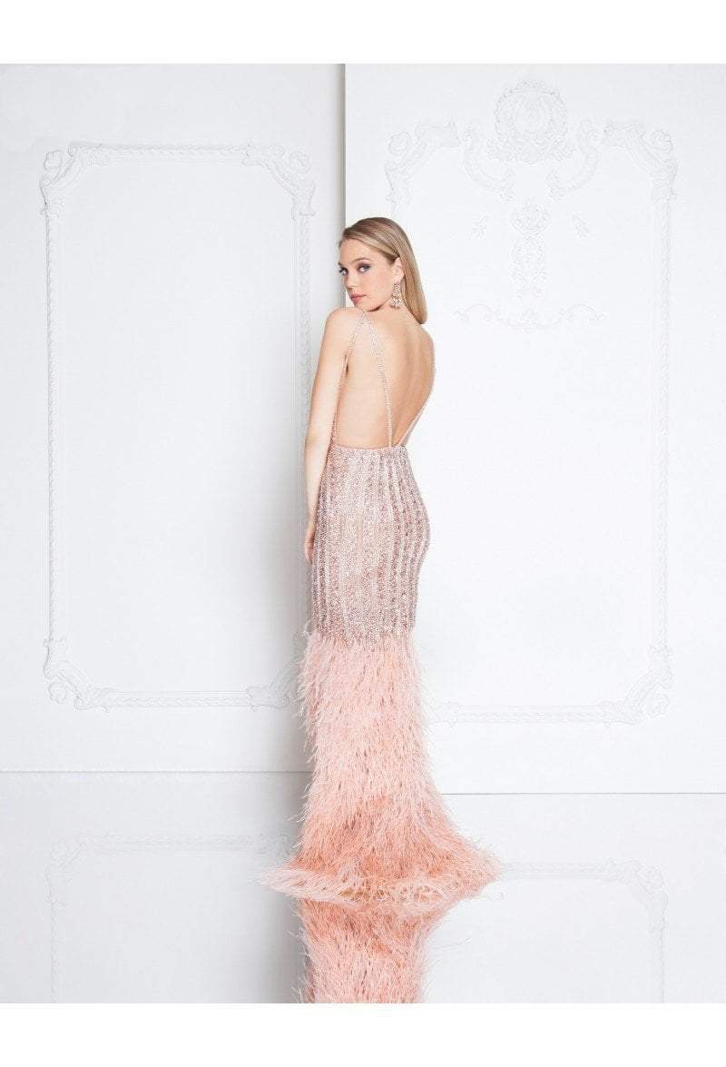 Terani Couture - 1811GL6414 Embellished Deep V-neck Mermaid Dress Special Occasion Dress