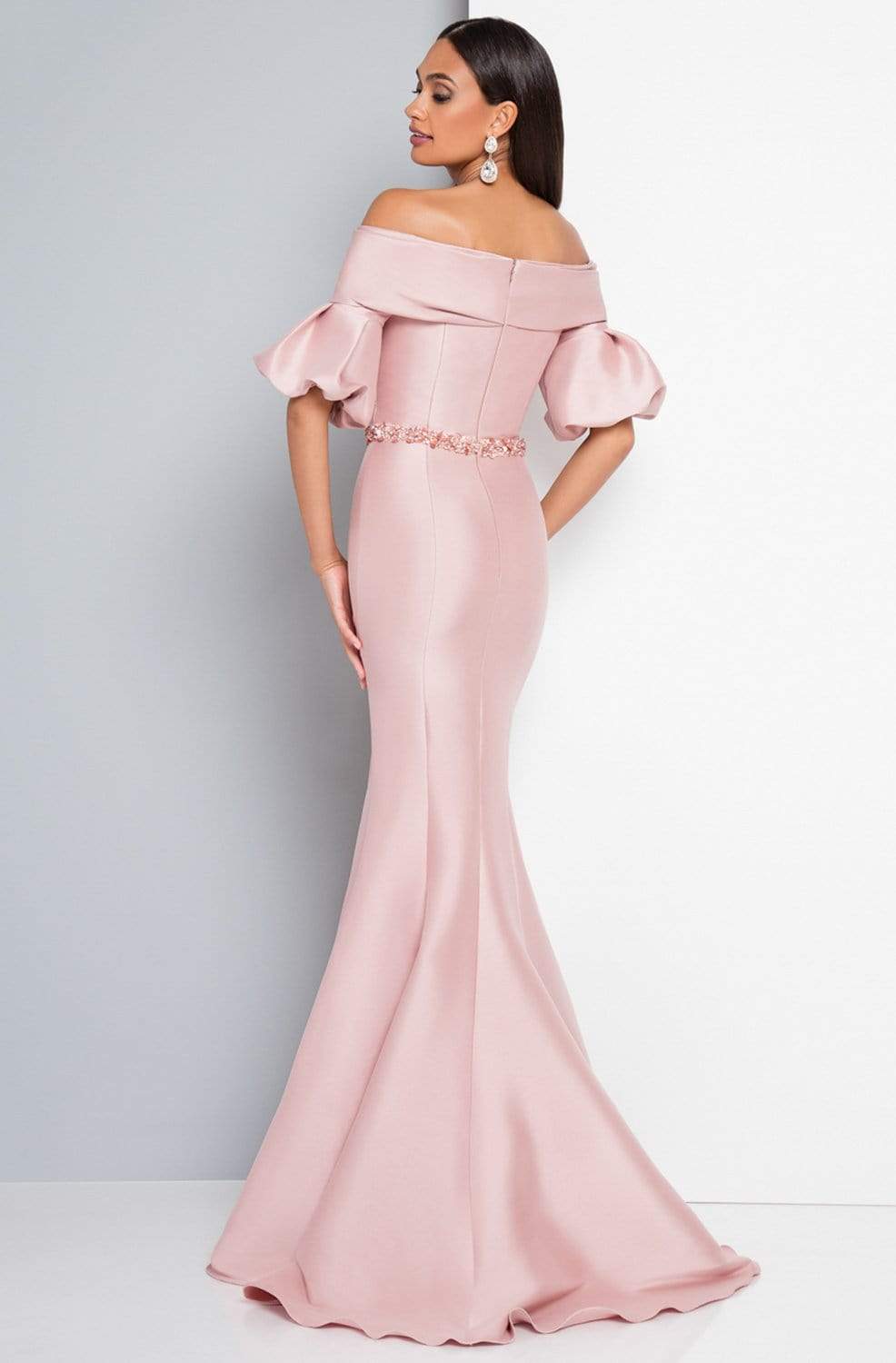 Terani Couture - 1811M6550 Puff Sleeve Off-Shoulder Mermaid Dress Evening Dresses