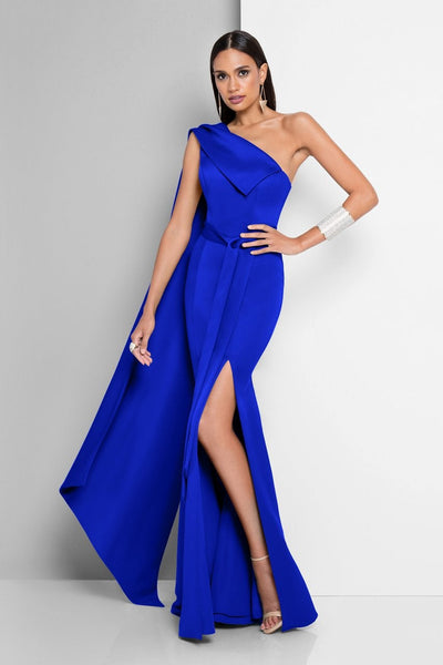 Terani Couture - 1812E6296X Cascading Paneled Asymmetrical Long Gown Prom Dresses 0 / Royal