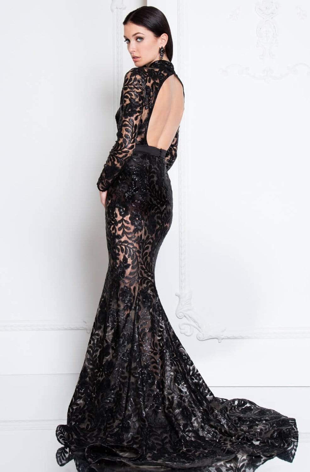 Terani Couture - 1813E6346 High Neck Bodysuit Illusion Gown Special Occasion Dress