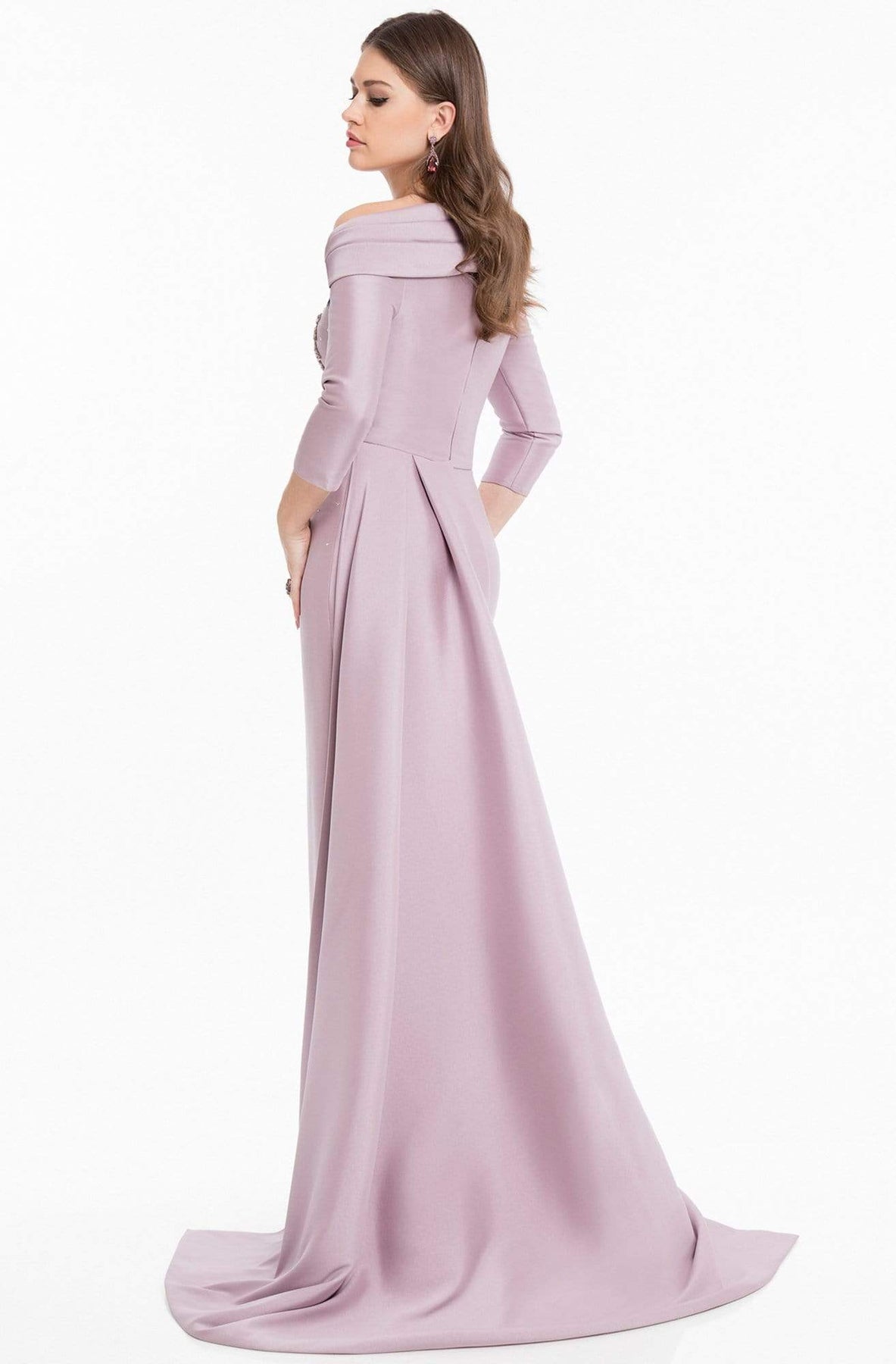 Terani Couture - 1821M7550 Folded Off Shoulder Quarter Sleeve Gown Mother of the Bride Dresses