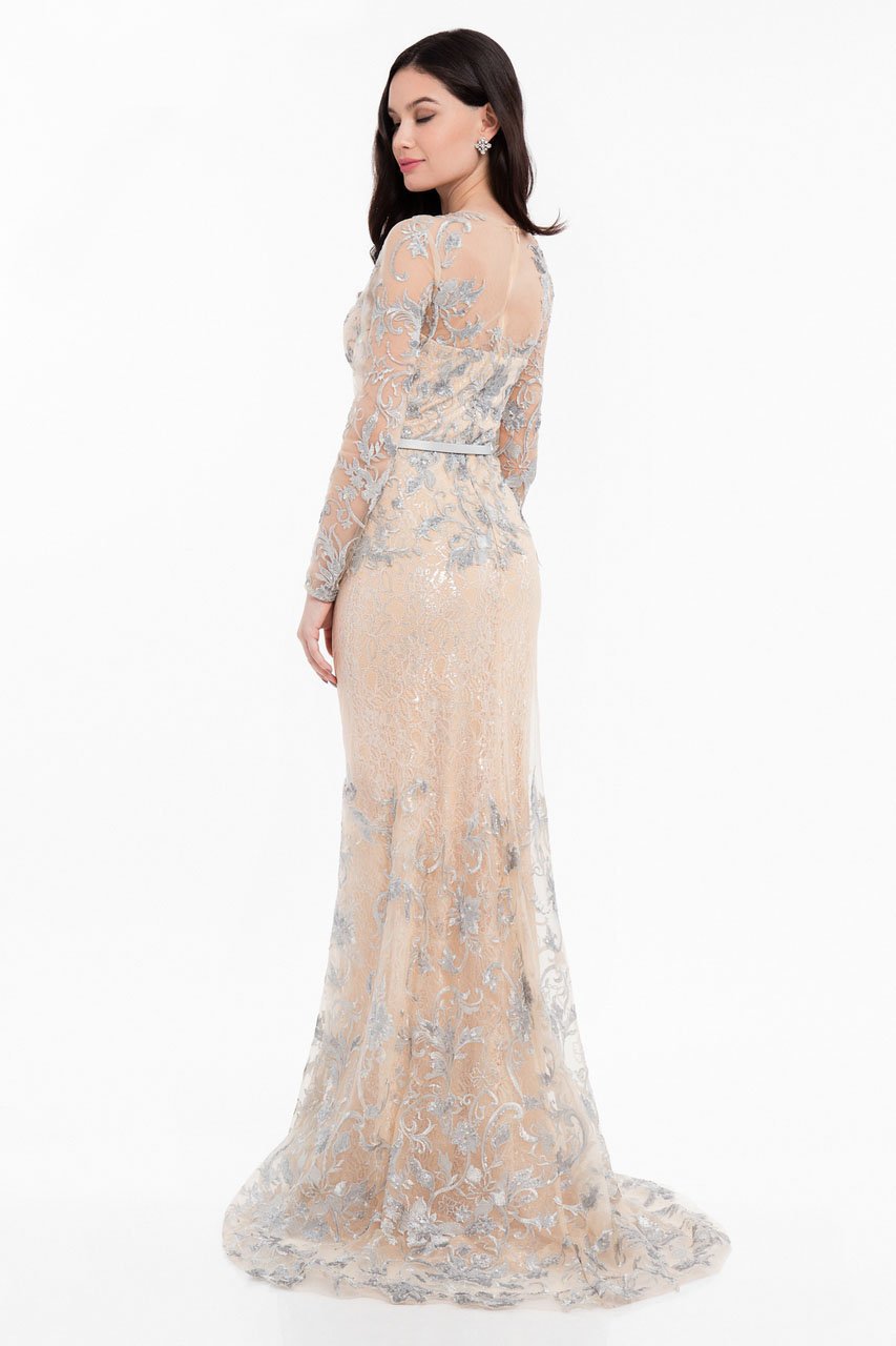 Terani Couture - 1823M7706 Sequined Sweetheart Long Sleeves Gown Special Occasion Dress