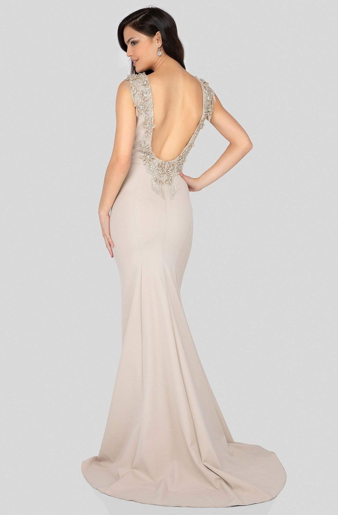 Terani Couture - 1911E9601 Illusion Plunging Embellished Mermaid Gown Evening Dresses
