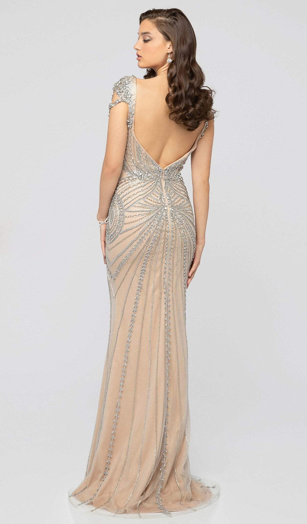 Terani Couture - 1911GL9498 Crystal Embellished Sheath Evening Gown Special Occasion Dress