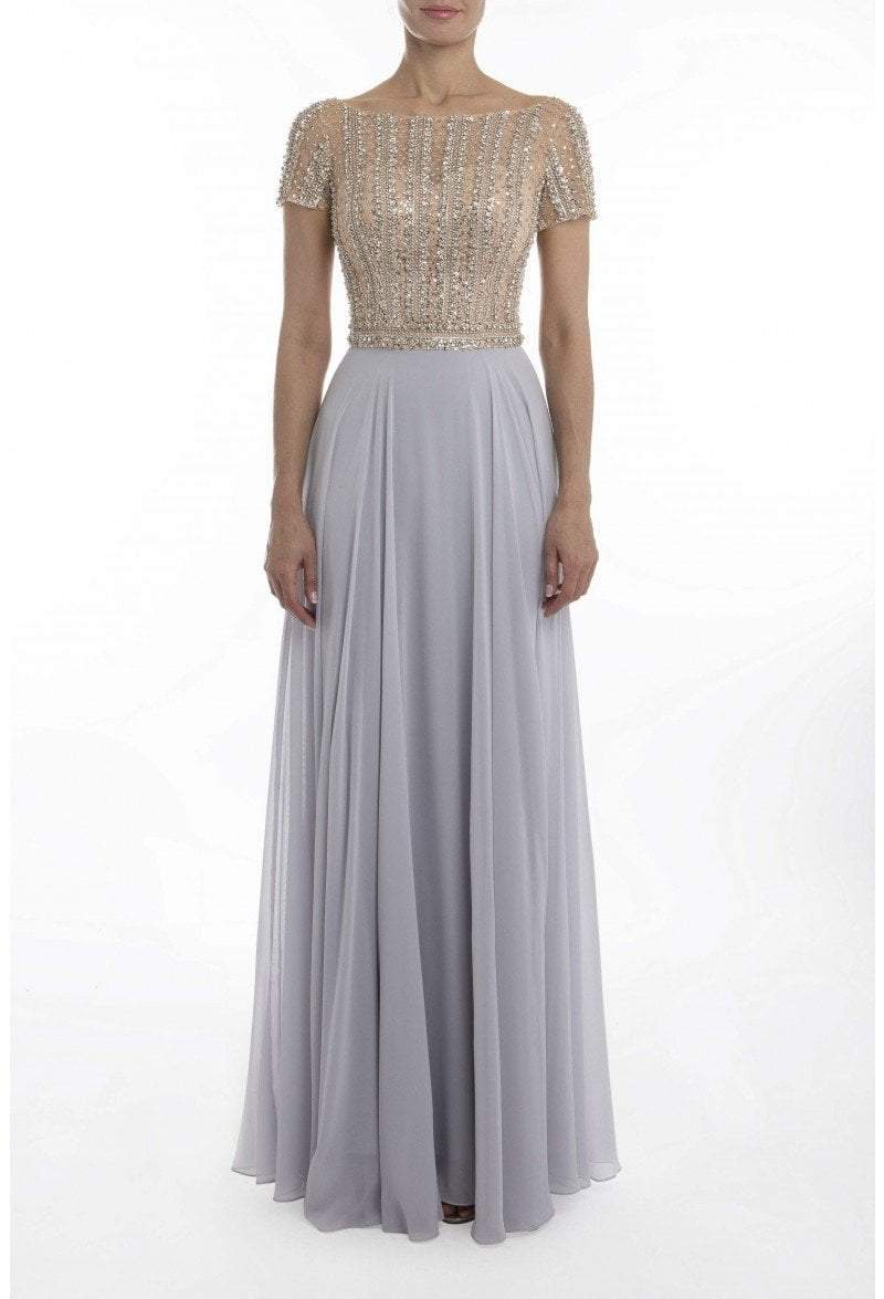 Terani Couture - 1911M9664 Embellished Bateau A-line Dress Special Occasion Dress 0 / Silver