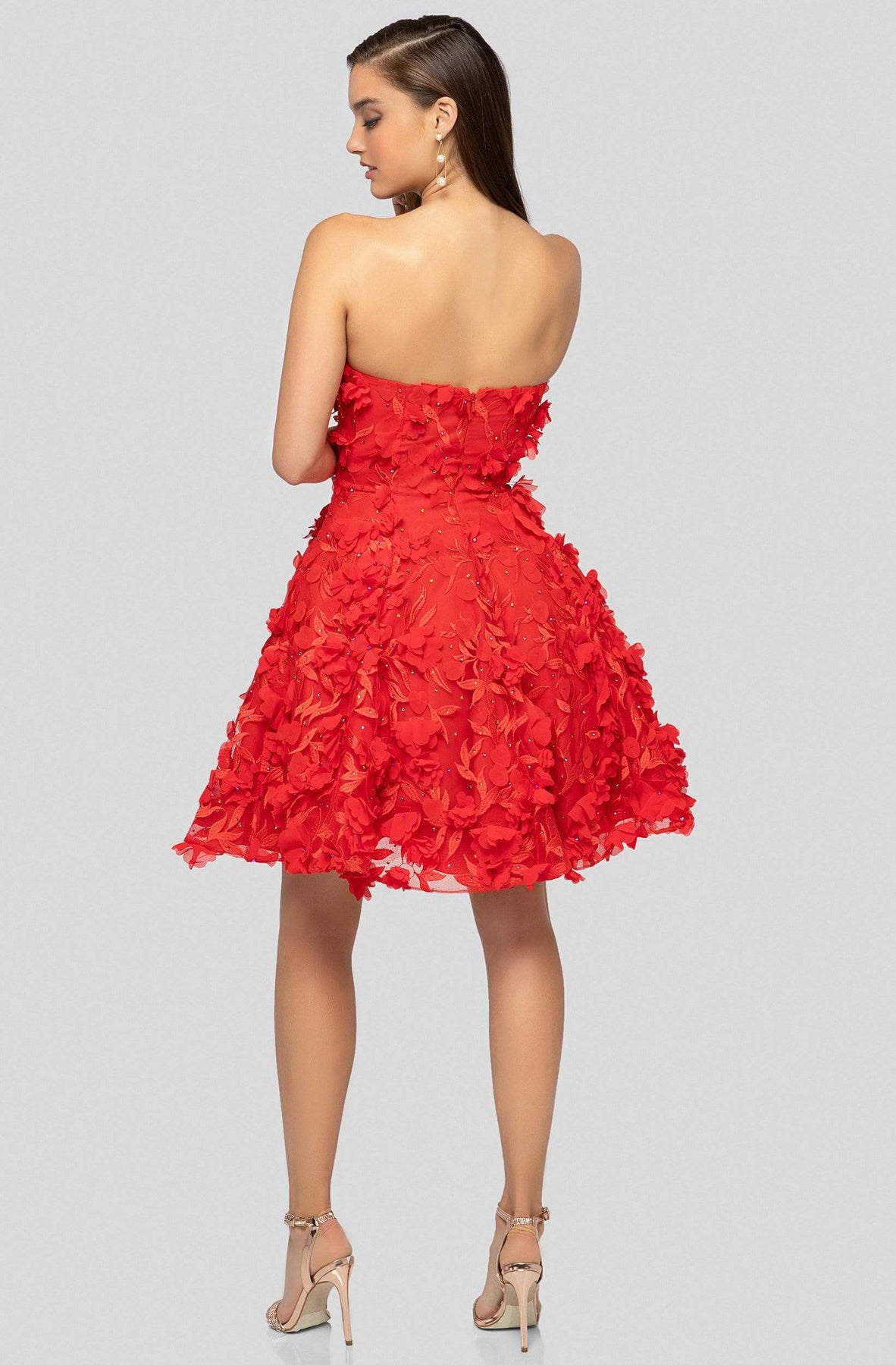 Terani Couture - 1911P8057 Jeweled Floral Appliqued Bustier Dress Cocktail Dresses