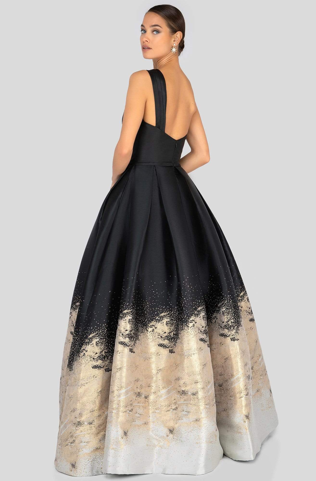 Terani Couture - 1912E9180 Two Tone Asymmetric Pleated Ballgown Ball Gowns