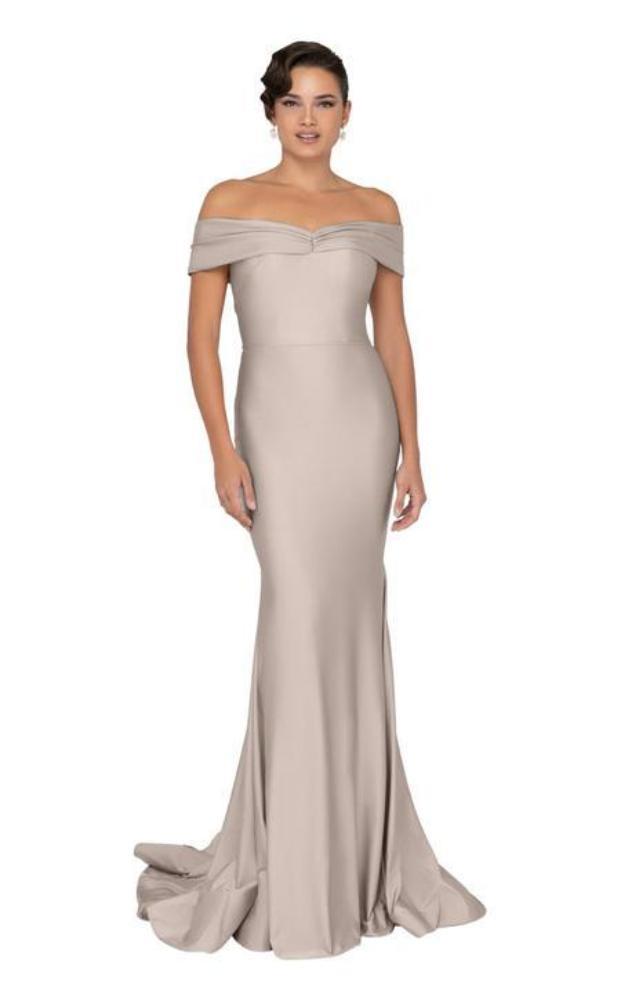 Terani Couture - 1912P8283 Off Shoulder Satin Evening Dress