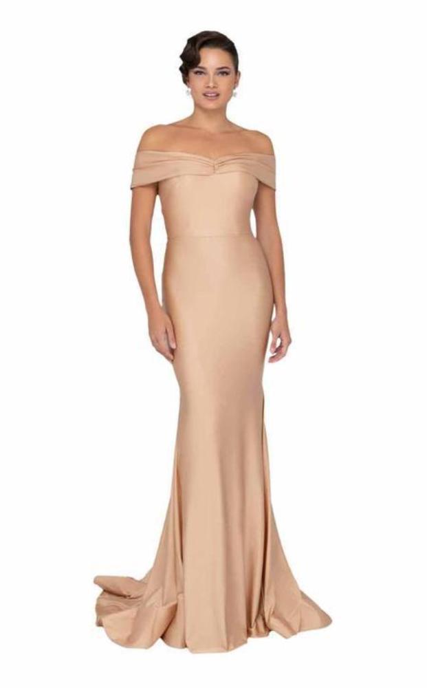 Terani Couture - 1912P8283 Off Shoulder Satin Evening Dress