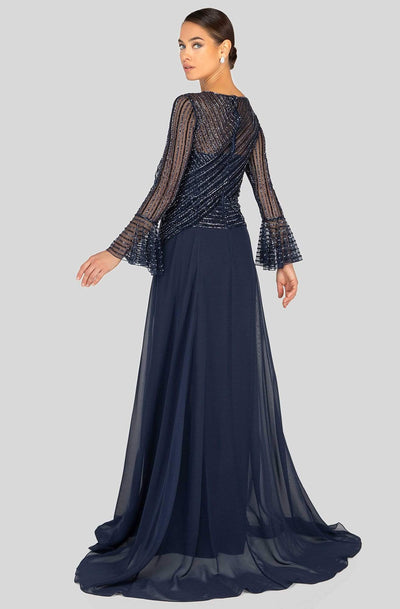 Terani Couture - 1913M9403 Glitter Mesh Long Sleeve Formal Dress Mother of the Bride Dresses
