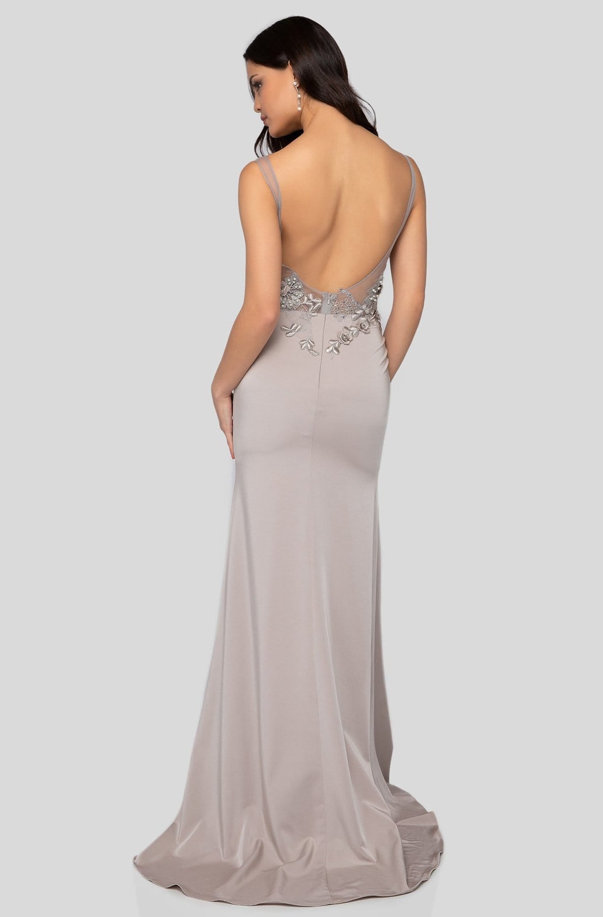 Terani Couture - 1915E9731 Floral Applique Illusion Scoop Dress Special Occasion Dress