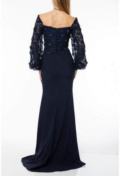 Terani Couture - 1921M0489 Lace Embroidered Sheath Evening Dress Mother of the Bride Dresses