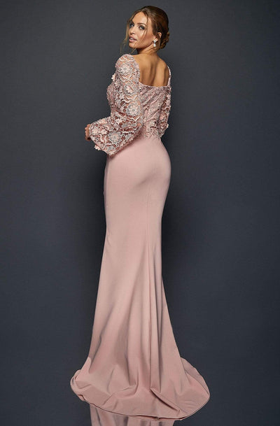 Terani Couture - 1921M0489 Lace Embroidered Sheath Evening Dress Mother of the Bride Dresses