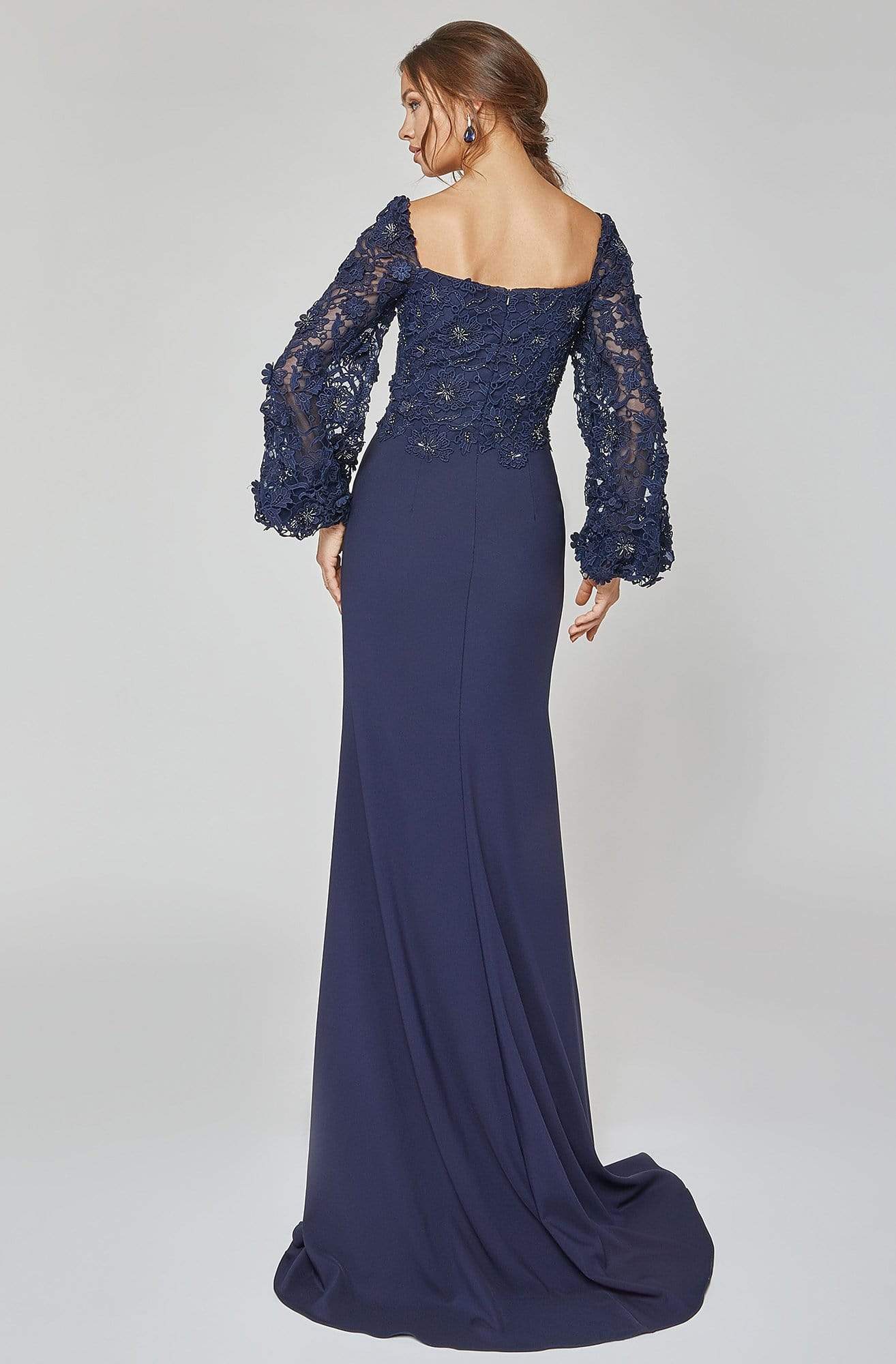 Terani Couture - 1921M0489 Lace Embroidered Sheath Evening Dress Mother of the Bride Dresses