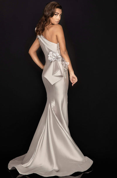 Terani Couture - 2011E2427 Beaded Applique Asymmetrical Bodice Gown Evening Dresses