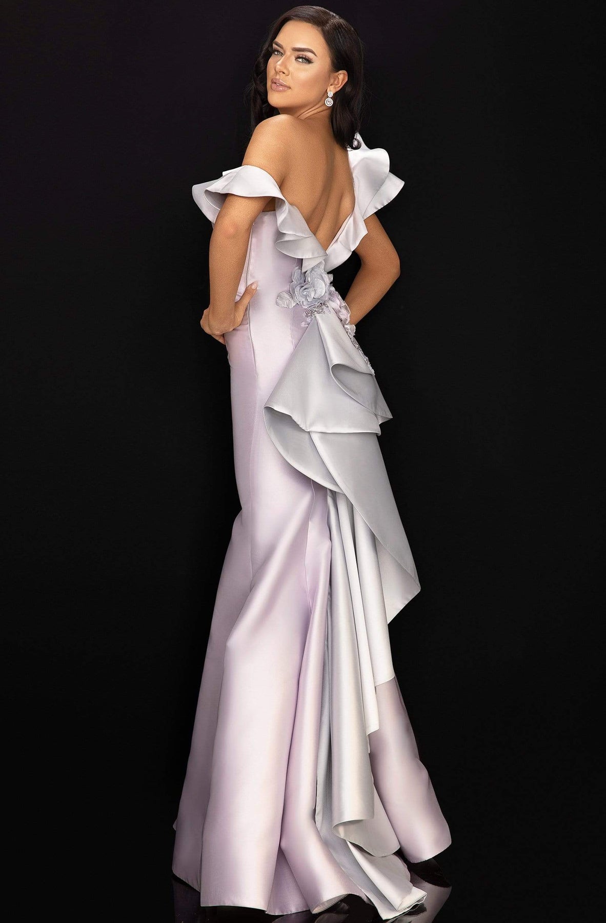 Terani Couture - 2011E2428 Ruffled Asymmetric Trumpet Dress Evening Dresses