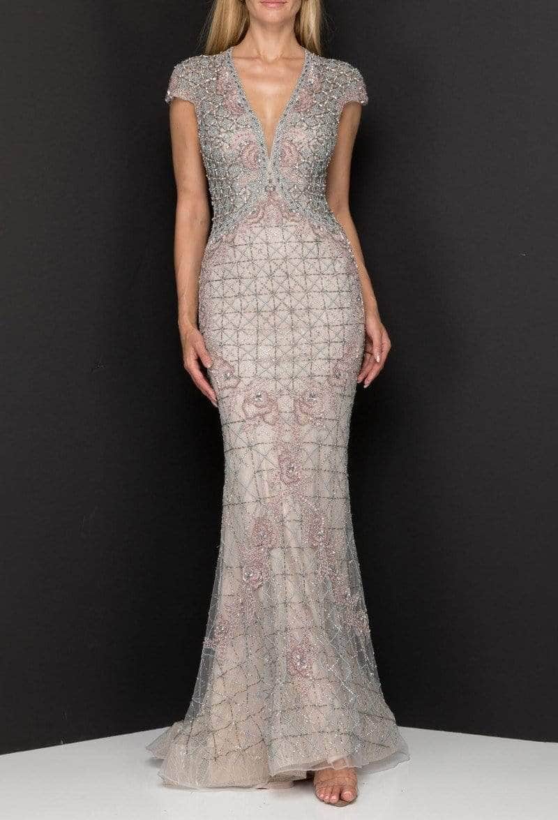 Terani Couture 2011GL2206 - Cap Sleeve V-Neck Evening Dress Pageant Dresses 14 /Multi