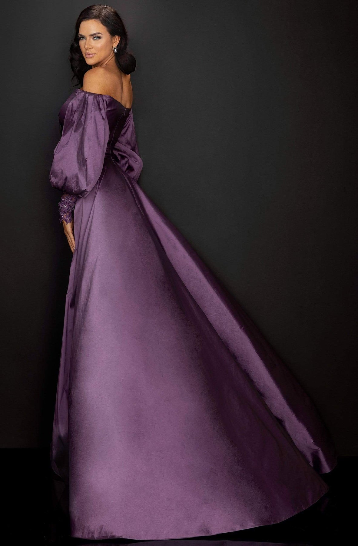 Terani Couture - 2011M2122 Bishop Sleeve Off Shoulder Overskirt Gown Mother of the Bride Dresses