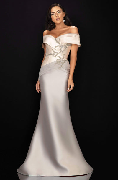 Terani Couture - Two Tone Off Shoulder Gown  2011M2159SC In Neutral