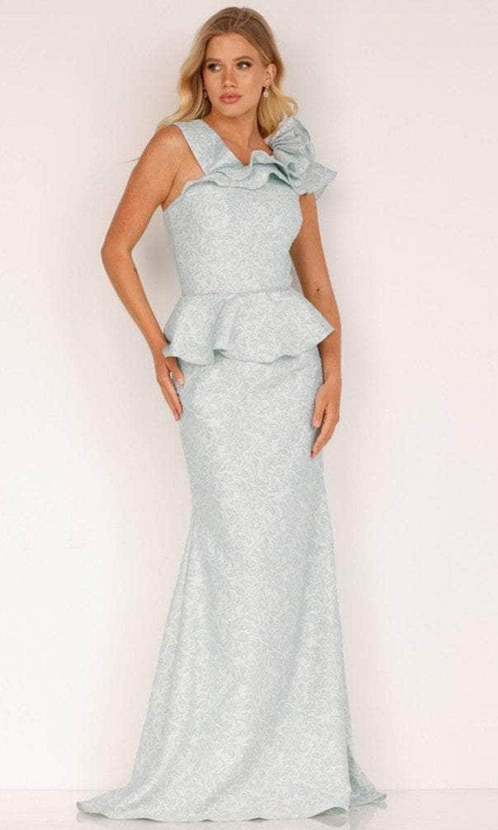 Terani Couture 2011M2167 - Ruffle Peplum Mermaid Evening Dress Evening Dress 0 / Powder Blue