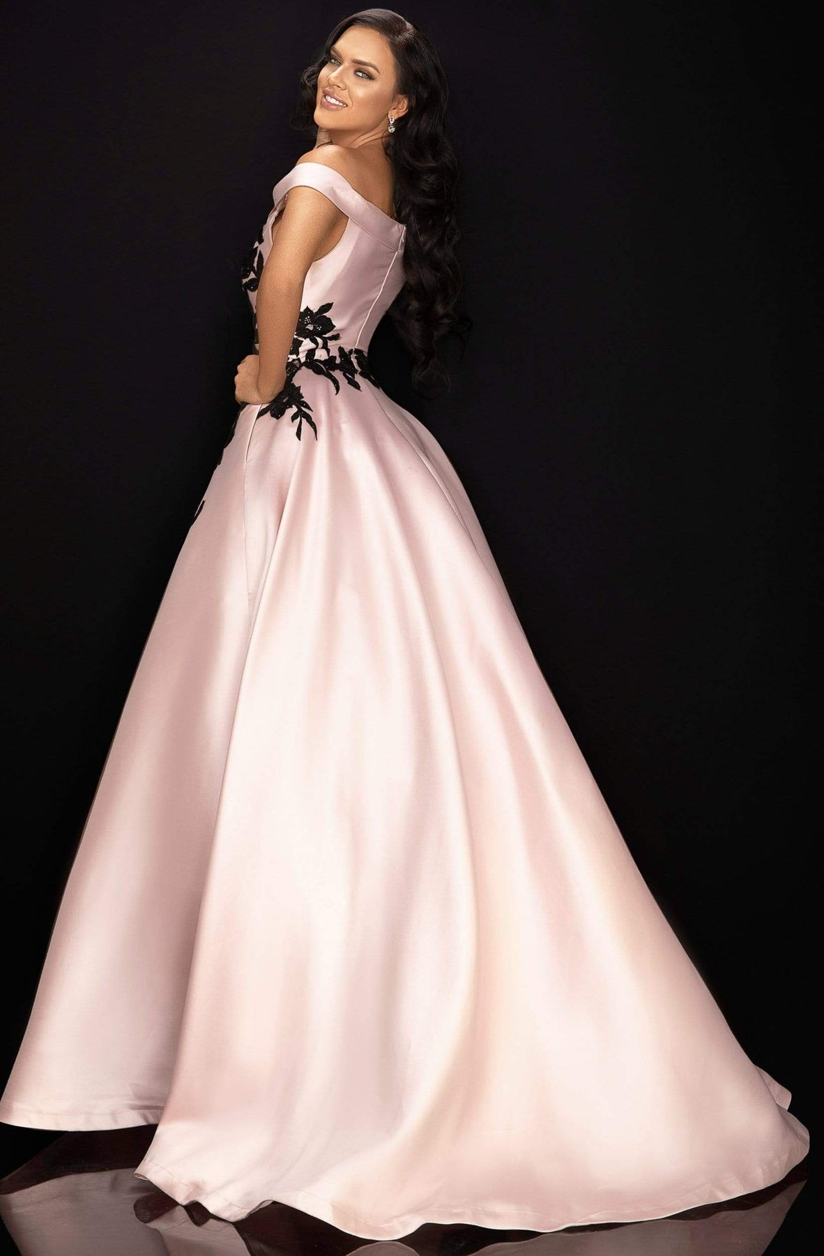 Terani Couture - 2011P1229 Trailing Floral Appliqued Off Shoulder Gown Prom Dresses