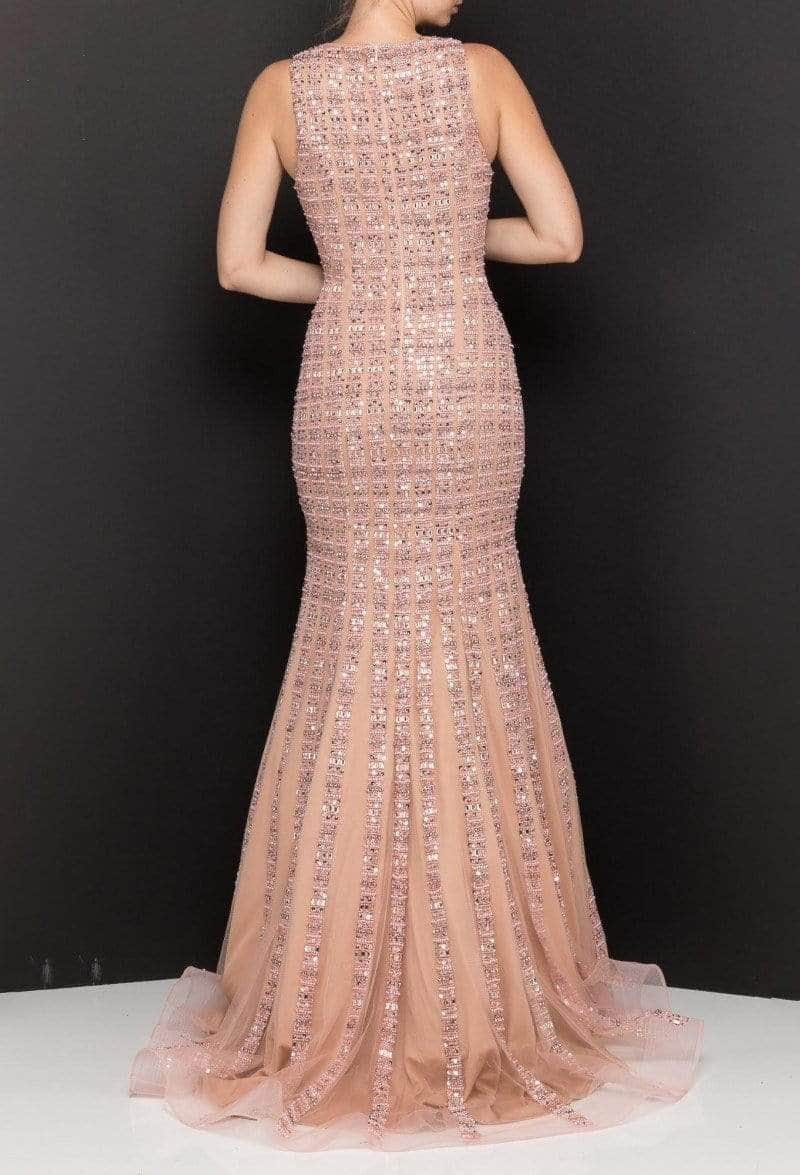 Terani Couture 2012P1285 - Beaded Mermaid Prom Gown Prom Dresses 16 /Silver Nude