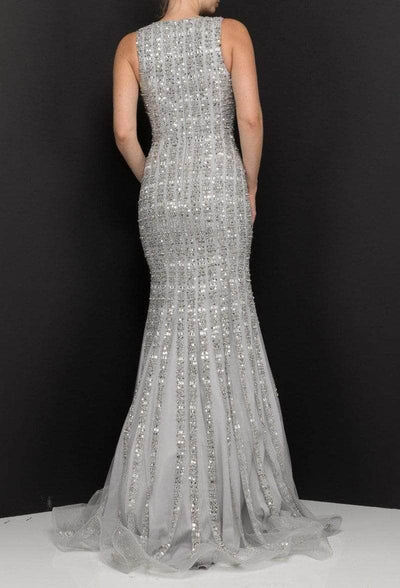 Terani Couture 2012P1285 - Beaded Mermaid Prom Gown Prom Dresses 16 /Silver Nude