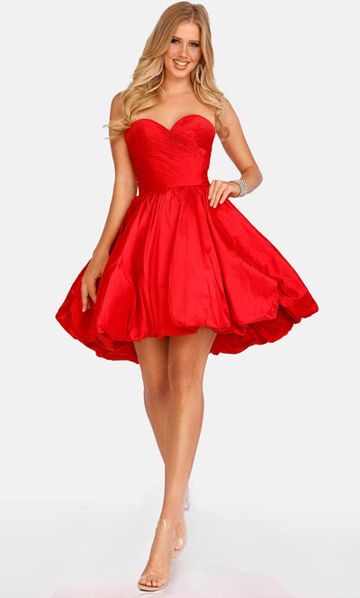 Terani Couture 2021H3323 - Strapless Ruched Bodice Cocktail Dress Special Occasion Dress 00 / Red