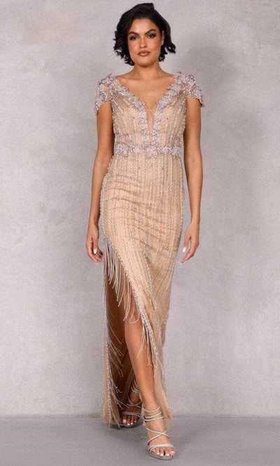 Terani Couture 2027GL3259 - Cap Sleeve Beaded Evening Dress Evening Dresses 0 / Nude