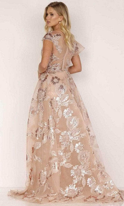 Terani Couture 2111E4724 - Metallic Floral Overskirt Evening Dress Evening Dresses