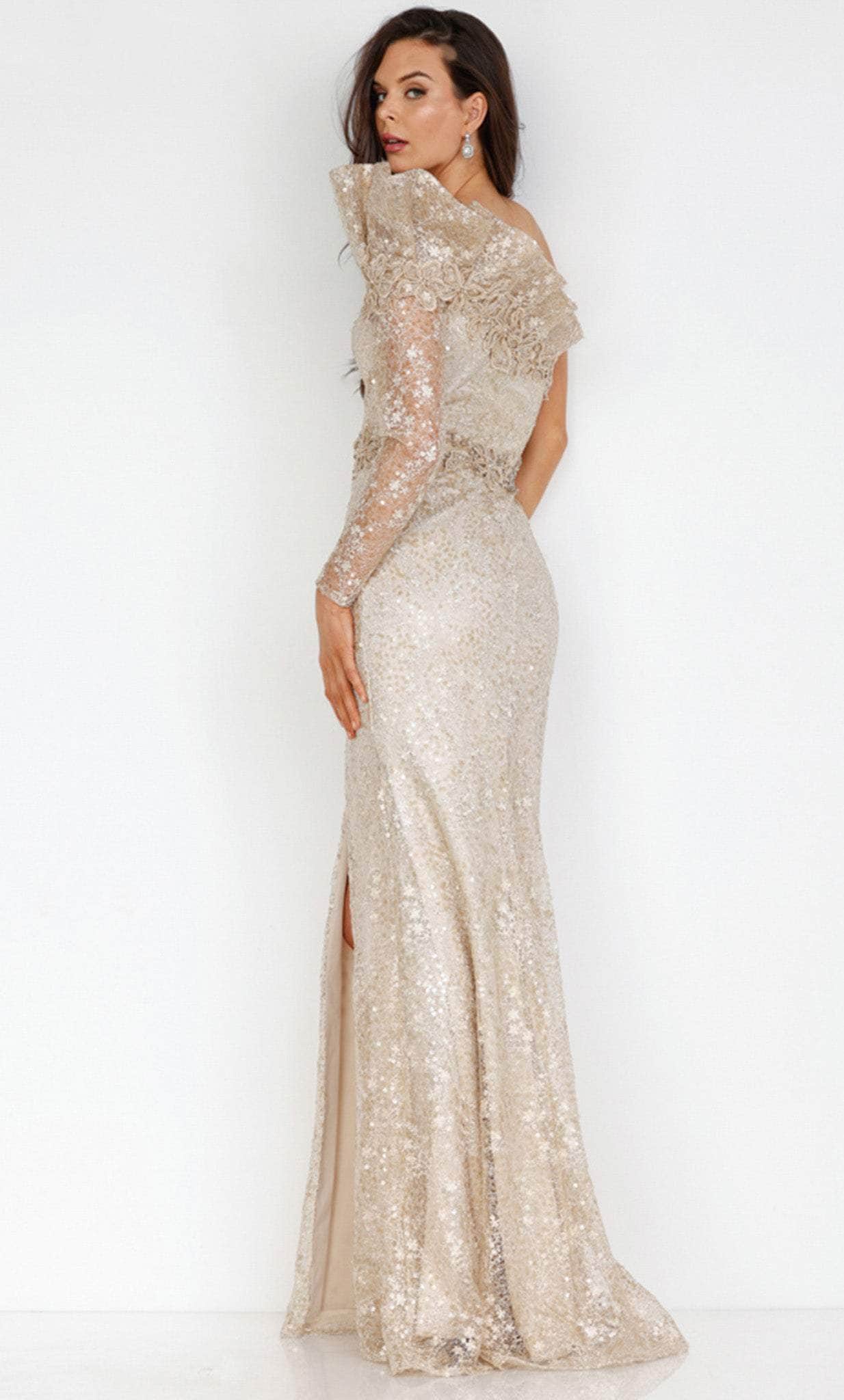 Terani Couture 231E0276 - One-Sleeve Ruffled Detail Prom Dress Special Occasion Dress