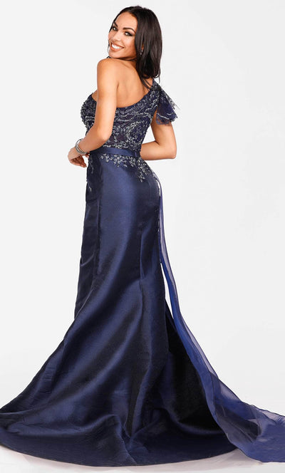 Terani Couture 231E0517 - Ruffled One-Sleeve Asymmetrical Prom Gown Special Occasion Dress