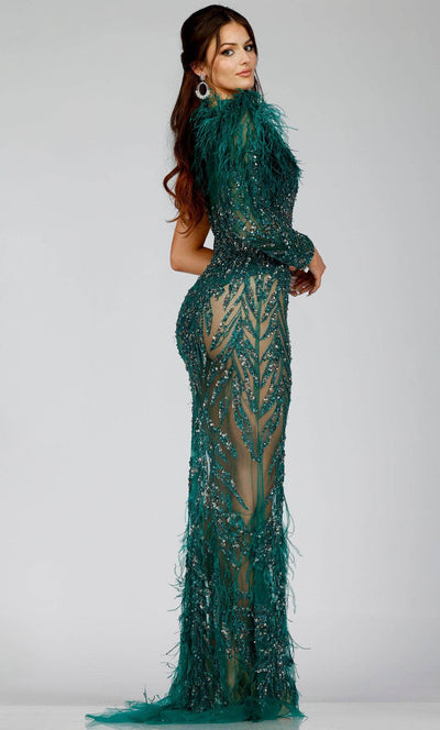 Terani Couture 231GL0439 - Feathered Illusion Evening Gown Special Occasion Dress