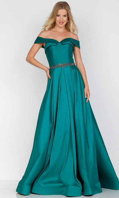 Terani Couture 231M0347 - Jeweled Waist Evening Gown Special Occasion Dress 00 / Emerald